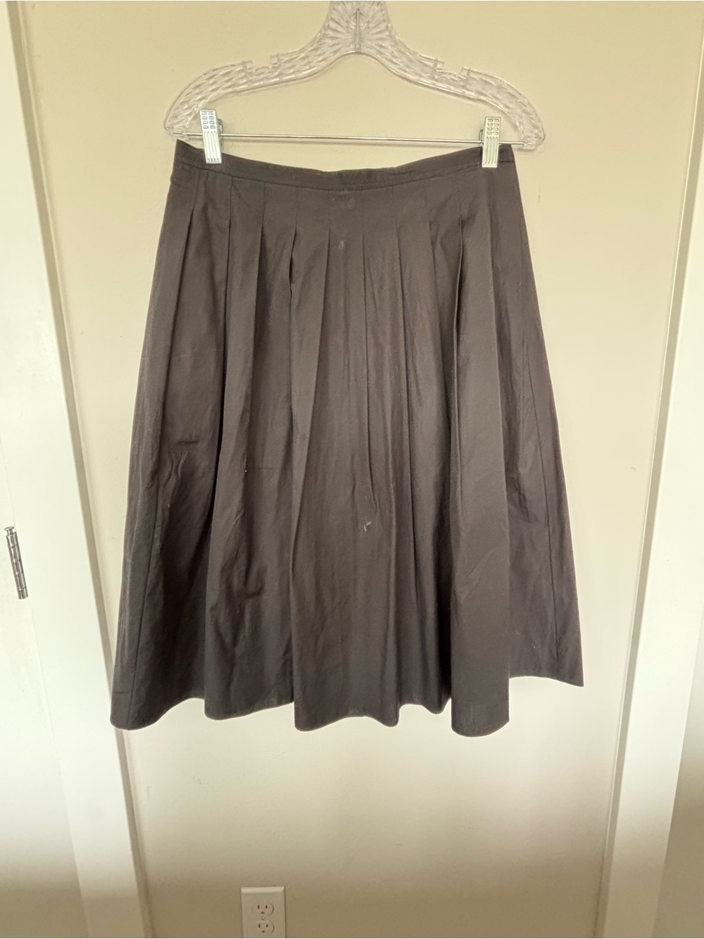 Vince Black A-Line Pleated Midi Skirt